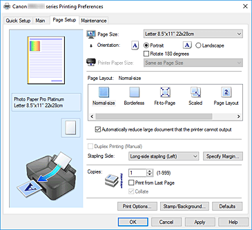 figura: Scheda Impostazione pagina