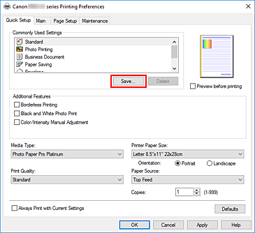 figura:Save... din fila Quick Setup