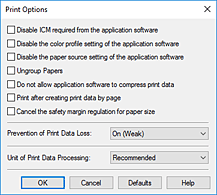 slika: pogovorno okno Print Options