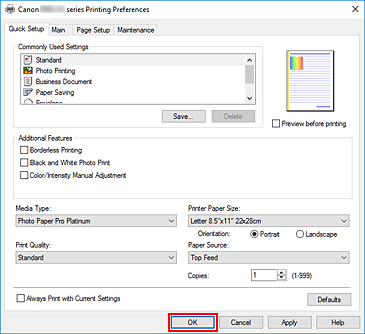 şekil: Hızlı Kurulum sekmesinde Tamam düğmesi