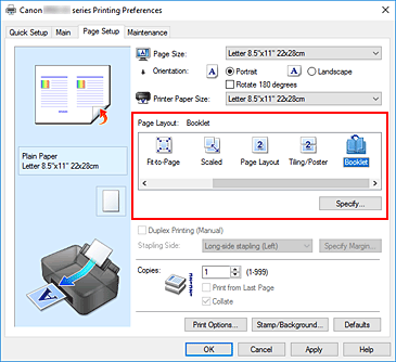 малюнок: Виберіть пункт &laquo;Брошура&raquo; у розділі &laquo;Компонування сторінки&raquo; на вкладці &laquo;Настроювання сторінки&raquo;