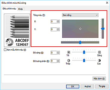 hình: Tông màu trong hộp thoại Điều chỉnh màu thủ công
