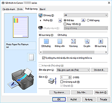 hình: Tab Thiết lập trang