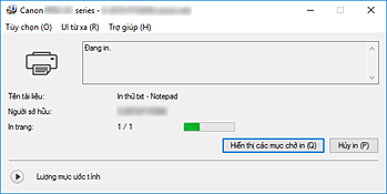 hình: Màn hình trạng thái Canon IJ