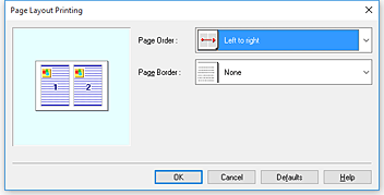 figure:Page Layout Printing dialog box