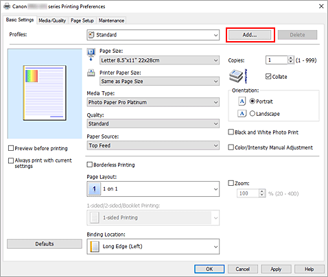 figure:Add... on the Quick Setup tab