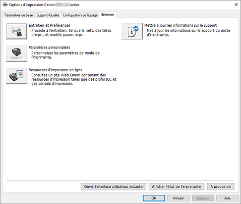 figure&nbsp;: Onglet Entretien