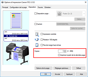 figure&nbsp;: Copies dans l'onglet Configuration de la page