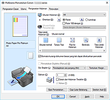 gambar: Tab Pengesetan Halaman