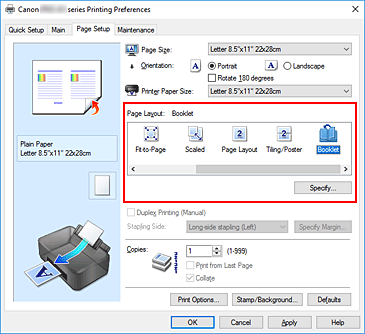 slika: v nastavitvi Page Layout na kartici Page Setup izberite Booklet