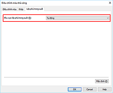 hình: Khu vực lớp phủ trong suốt trong hộp thoại Điều chỉnh màu thủ công