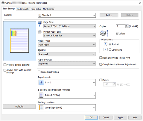 figure:Basic Settings tab