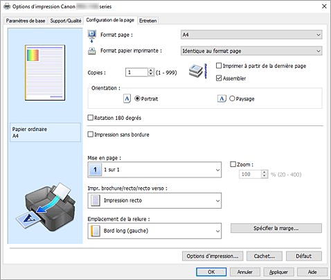 figure&nbsp;: Onglet Configuration de la page