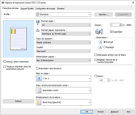 figure : onglet Paramètres de base