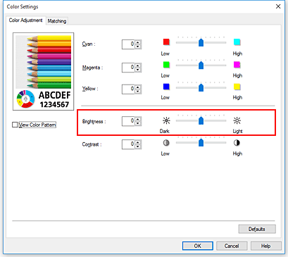 figure:Brightness in the Manual Color Adjustment dialog box