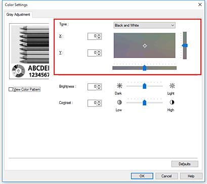 Imagen: Tono en el cuadro de diálogo Ajuste manual del color