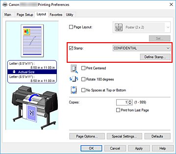 figure:Define Stamp... auf der Registerkarte Layout