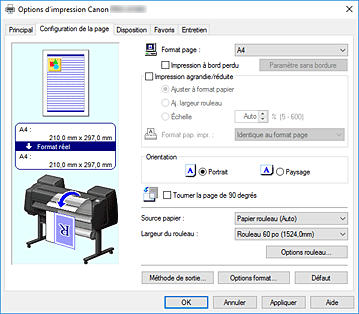 figure : Onglet Configuration de la page