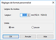 figure : Réglages de format personnalisé - boîte de dialogue