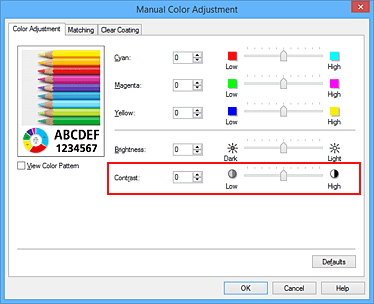figure:Contrast in the Manual Color Adjustment dialog box