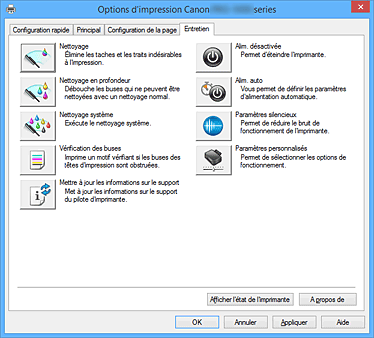 figure&nbsp;: Onglet Entretien