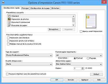figure&nbsp;: Onglet Configuration rapide