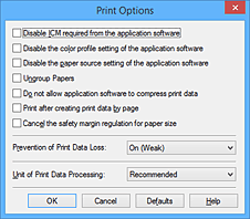 figure:Print Options dialog box