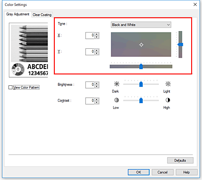 figure:Tone in the Manual Color Adjustment dialog box