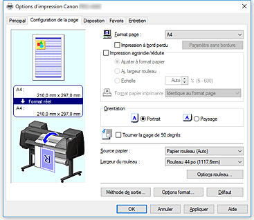 figure&nbsp;: Onglet Configuration de la page
