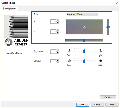 figure:Tone in the Manual Color Adjustment dialog box