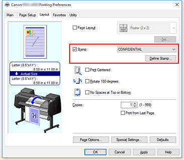 figure:Stamp/Background... on the Page Setup tab