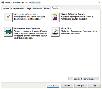 figure&nbsp;: Onglet Entretien