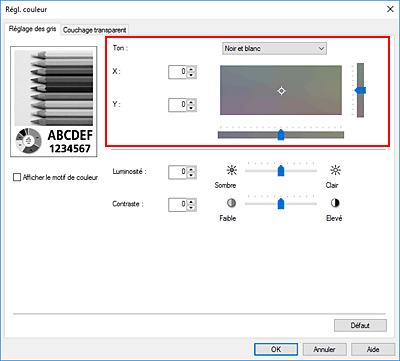figure&nbsp;: Ton dans la boîte de dialogue Réglage des couleurs manuel