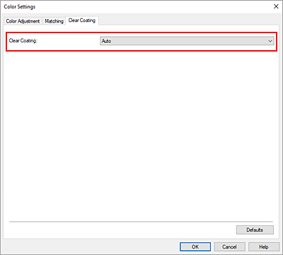 figure:Clear coating in the Color Adjustment dialog box