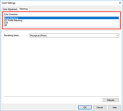 figura: Correzione colore nella finestra di dialogo Regolazione colore manuale