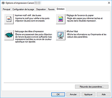 figure&nbsp;: Onglet Entretien