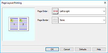 figure:Page Layout Printing dialog box