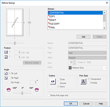 figure:Define Stamp dialog box