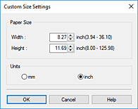 figure:Custom Paper Size dialog box