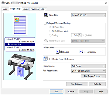 figure:Page Setup Tab