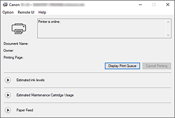 figura: Monitor di stato Canon IJ