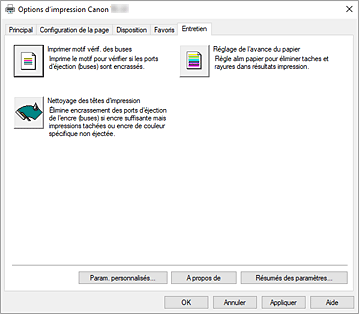 figure : onglet Entretien