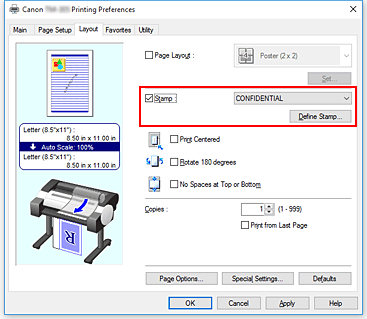 figure:Define Stamp... auf der Registerkarte Layout