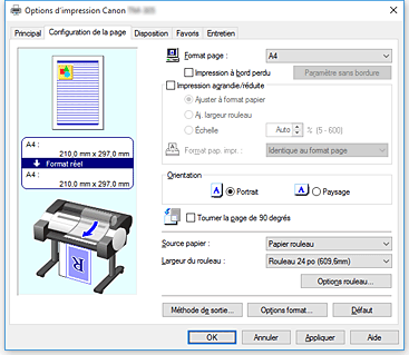 figure : Onglet Configuration de la page