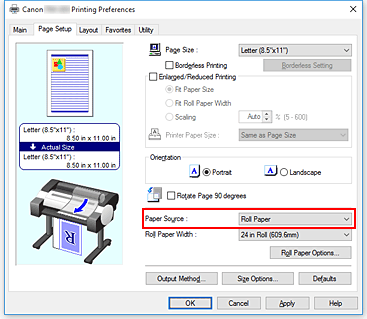 figura:Origem do Papel na guia Principal