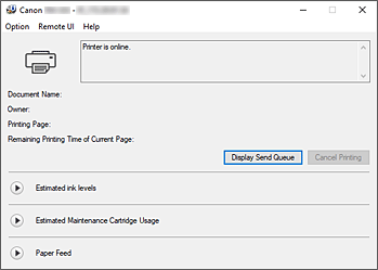 Abbildung: Canon IJ-Statusmonitor