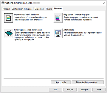 figure : onglet Entretien