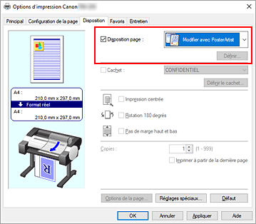 Figure : Sélection de Modifier avec PosterArtist dans Disposition page