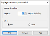 figure : Réglages de format personnalisé - boîte de dialogue