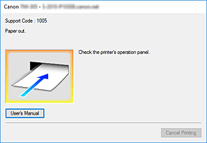 figure:Canon IJ Status Monitor Error display